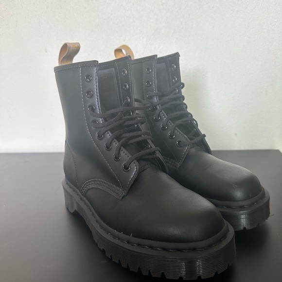 Dr. Martens Shoes - Dr. Martens Black Combat Moto Boots with Chunky Sole